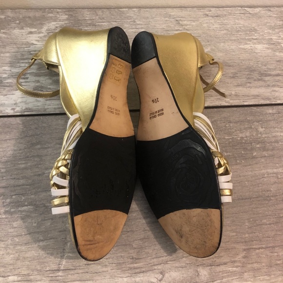 TARYN ROSE Strappy Metallic Gold Wedge Heels - Picture 6 of 8